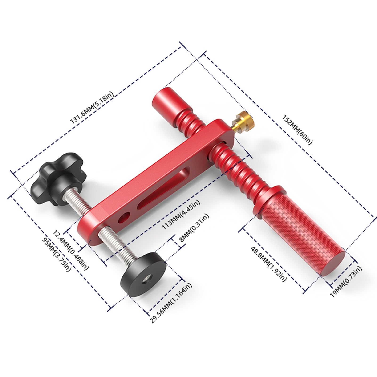 Pince de Serrage D'établi MFT Réglable, Pince de Table à Maintien Rapide pour le Travail du Bois, Matériau en Alliage D'aluminium Robuste, 2 de Serrage pour Banc de Couleur Rouge, Idéale