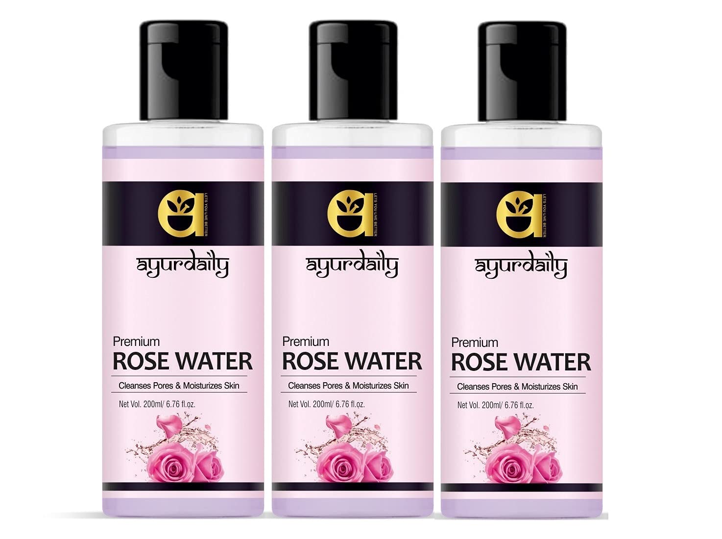 Ayurdaily Rose Water Face Toner & Mist- Natural Toner For Glowing Skin For All Skin Type Men & Women (200 ml)- Pack of 3