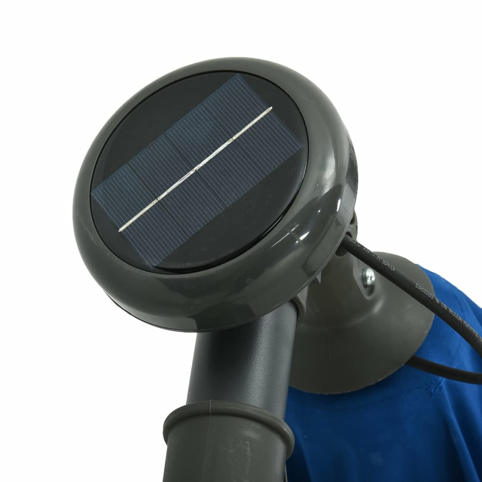 Festnight Parasol excéntrico de jardín con 24 Leds de luz Solar, Sombrilla, Manivela para Abrir/Cerrar, para Terraza Jardín Playa Piscina Patio, Azul Celeste