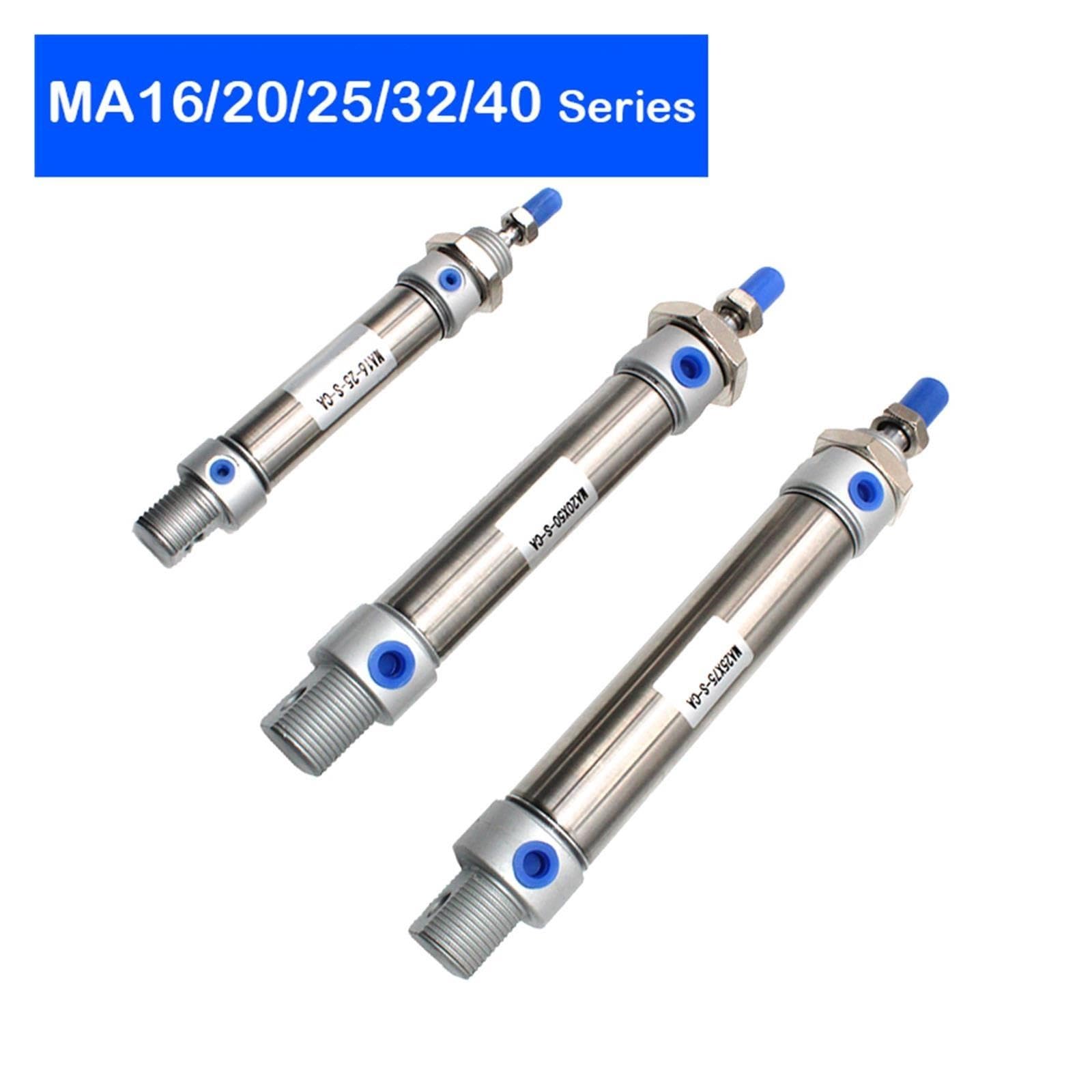 MA16-40 Doppeltwirkender Mini-Pneumatikzylinder aus Edelstahl,25–500 mm Hub(100mm Stroke,40mm Bore)