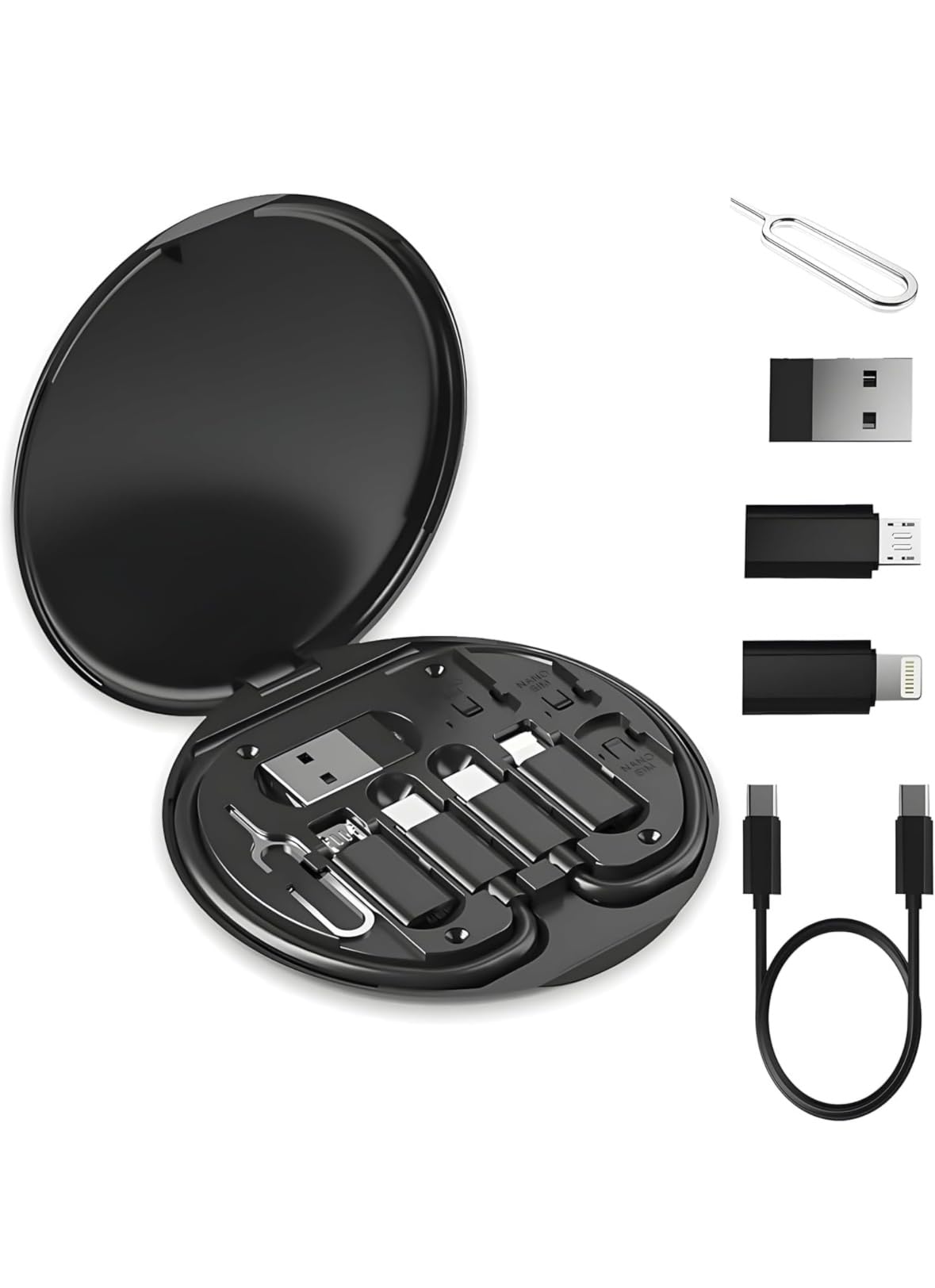 Multi USB Adapter Set, USB C to Lighting USB Converter Kit,Charging Cable Set USB A & Type C to Male Micro/Type C/Lighting for Data Transfer,Card Storage,Tray Eject Pin,Phone Holder-Black (B0DFZWR5PM) Amazon Price History, Amazon Price Tracker