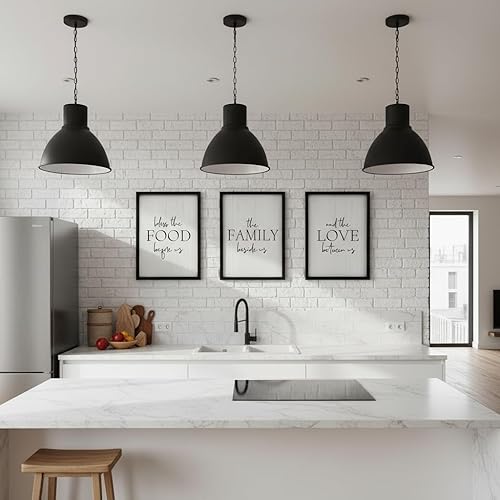 Juego de 3 letreros con texto en inglés «Bless The Food Before Us», decoración de pared de cocina de 11 x 16 pulgadas enmarcado, decoración familiar