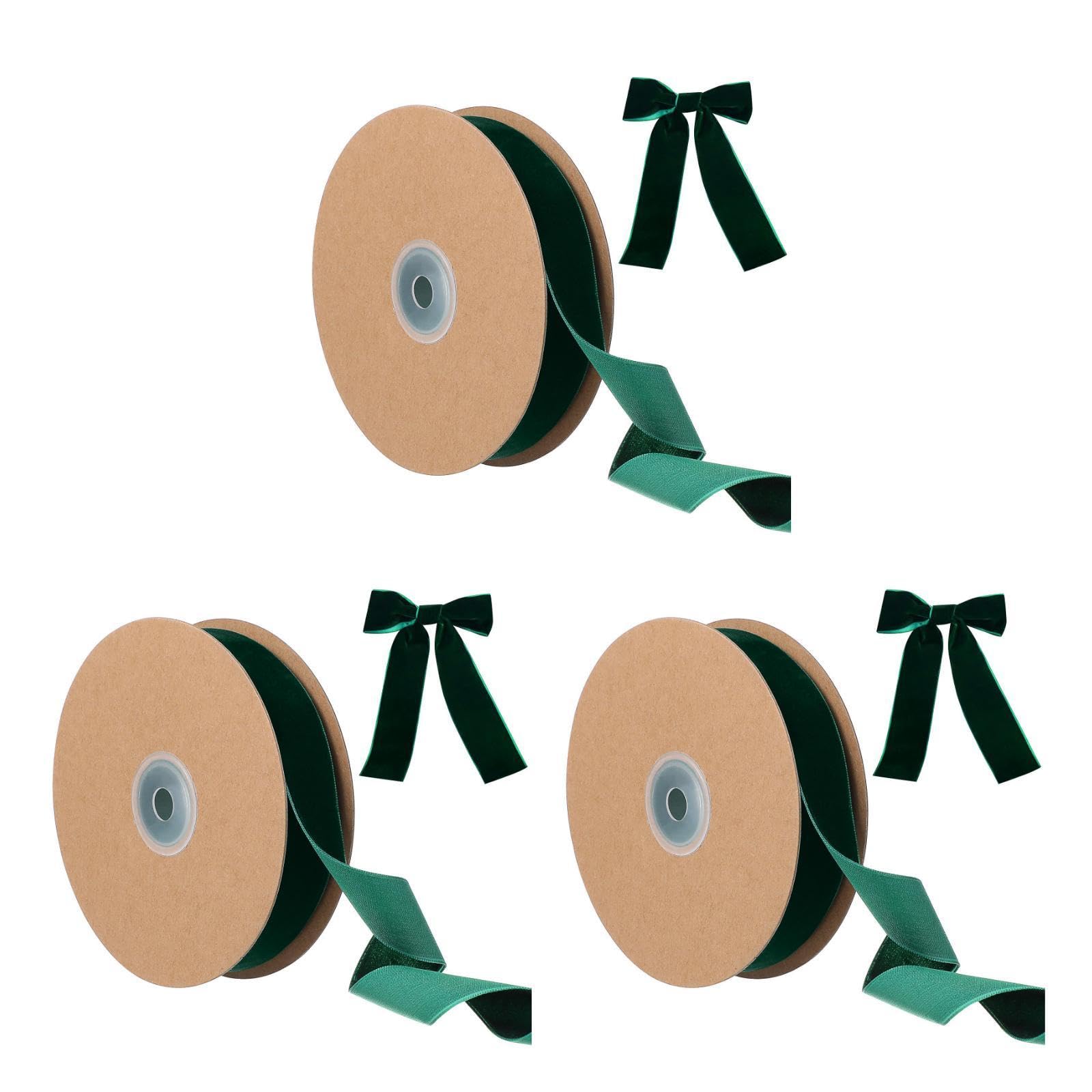 STOBOK 3rollen Breites Dunkelgrünes Flockband Für -dekoration Einseitige Samtband Für Kleidung Haarschmuck Und Strapazierfähige Bastelmaterialien Für Und Hochzeiten