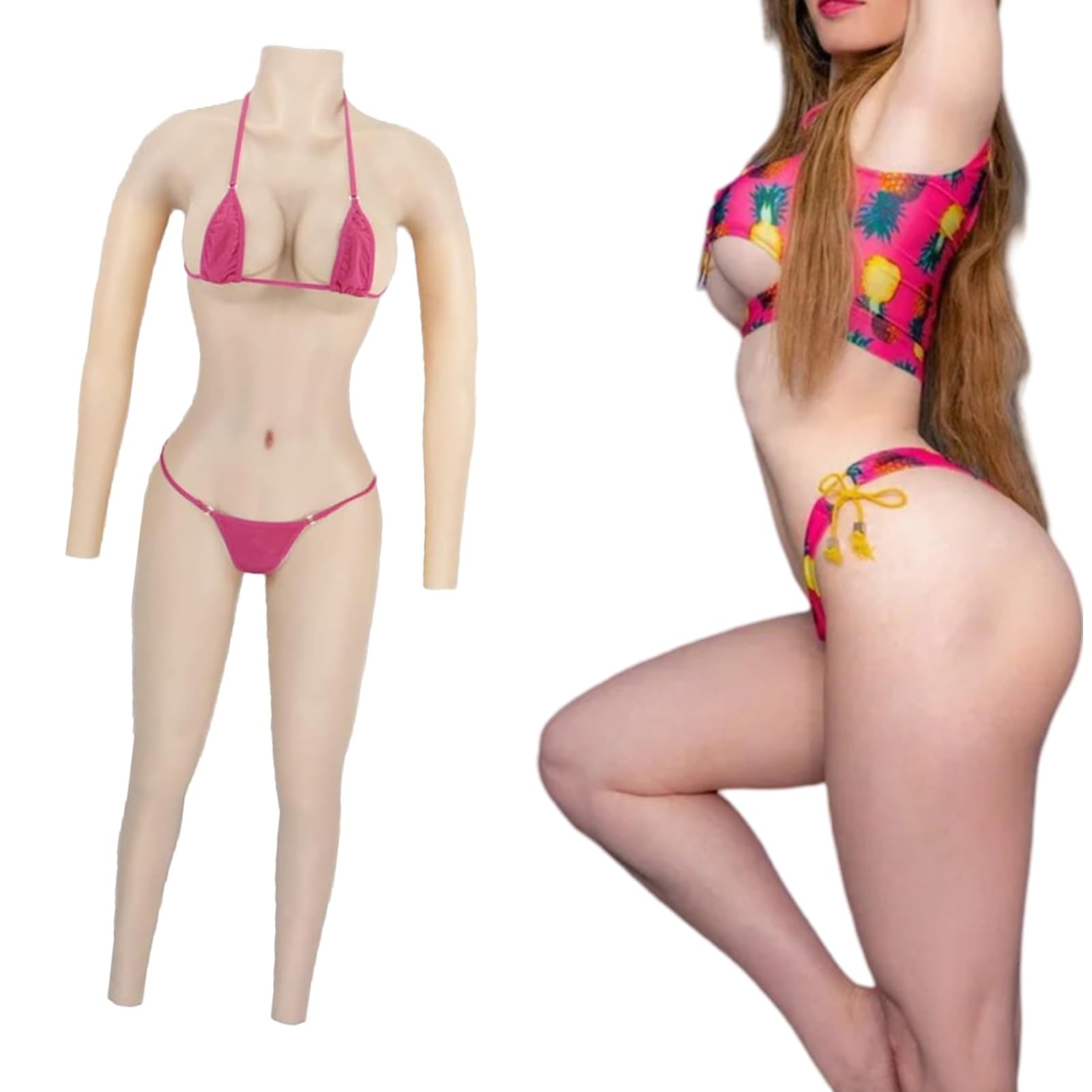 Adima Cuerpo Completo de Silicona Pechera Body f/g Copa Puede orinar y Ropa insertada de Hombre a Mujer para travesti