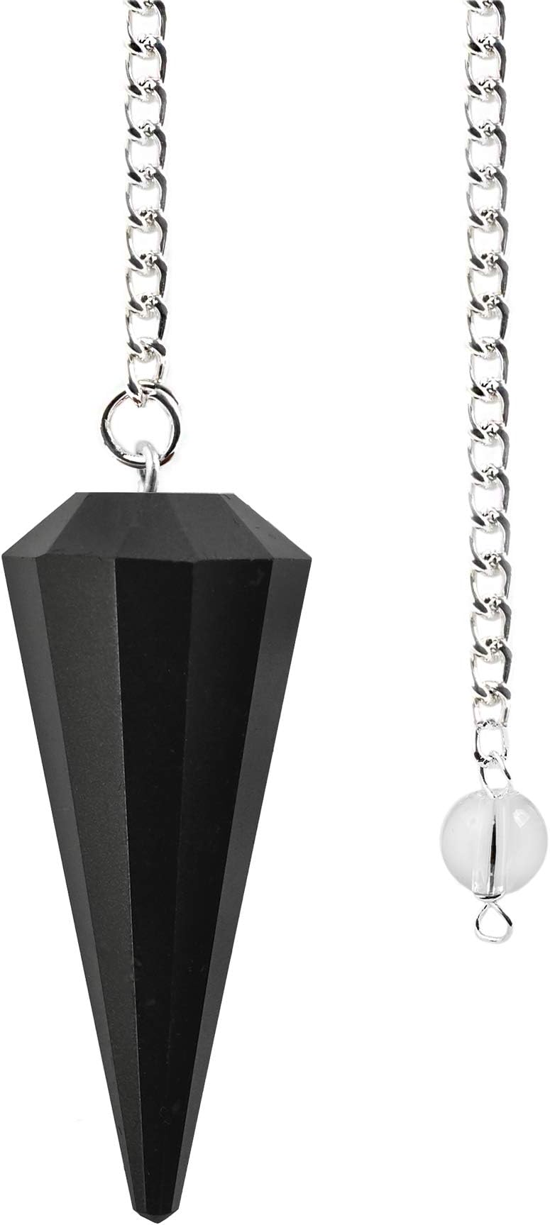 Natural Black Onyx Crystal Gemstone Rock Pendulum - Black Color - Hexagonal Pointed, Dowsing, Divination, Reiki Charged, Chakra Healing