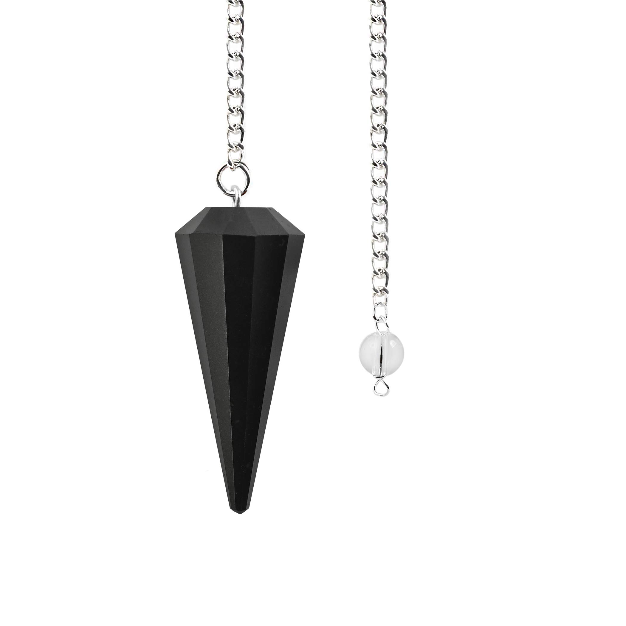 Natural Black Onyx Crystal Gemstone Rock Pendulum - Black Color - Hexagonal Pointed, Dowsing, Divination, Reiki Charged, Chakra Healing