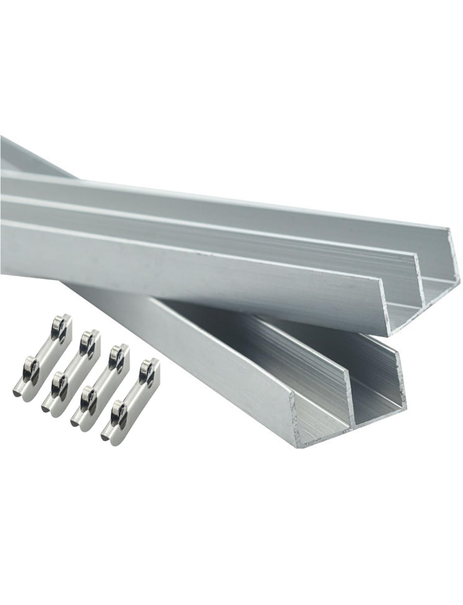 Pbwerigl One Color Sliding Glass Window Track, Pack Of 2 Aluminum Alloy Sliding Door Track Set For 3-5Mm Panels Silver(70Cm)
