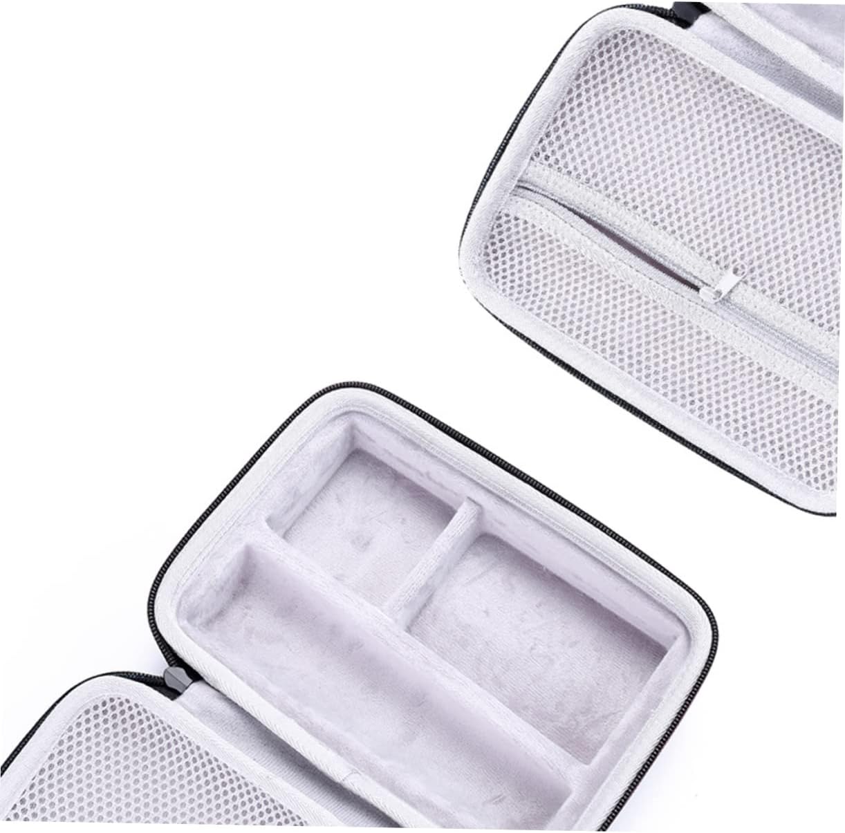 Hair Clipper Storage Box Shockproof Shaver Carrying Case Double Zipper Hard Mesh Pocket for Accessories for Electric Shavers Black