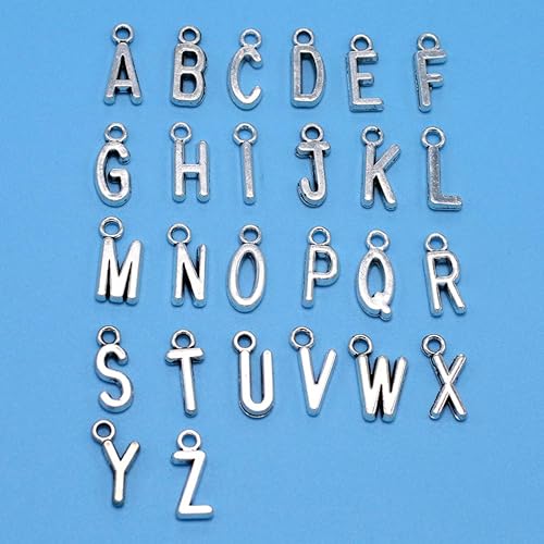 Miniatura 9 de EXCEART Colgantes de letras de metal, colgantes ingleses, dijes de letras de acero inoxidable con anillo de salto para pulseras, collares, aretes,