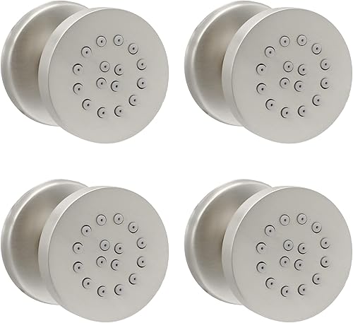 Miniatura 100 de HOMEDEC - Paquete de 6 chorros redondos de latón cepillado para masajes cuadrados de 2 pulgadas