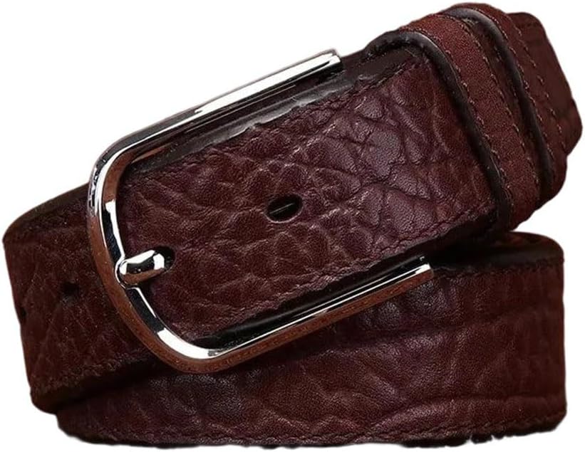 Men's Leather Belt - 3.8 cm Solid Cowhide with Needle Buckle for Business