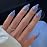 Baby Blue Press on Nails Medium Stiletto Almond,KQueenest Pure Color Acrylic Nails Kit Reusable Fake Nails Feature Protective UV Coating for Women Nail Art Manicure in 24PCS