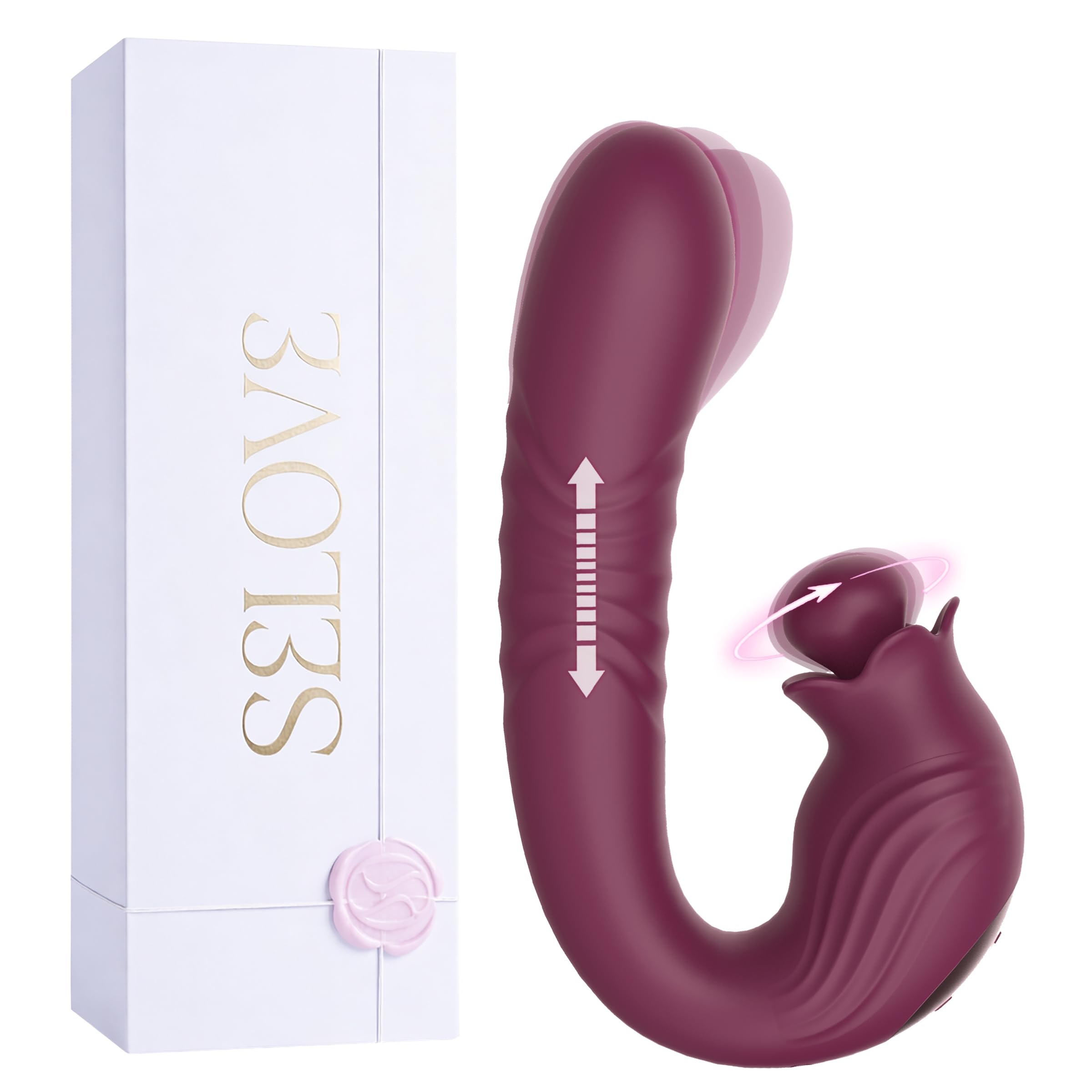 SELOVE Vibratore Rabbit con Spinta e Punta Clitoridea Rotante – 5-in-1 (Viola)