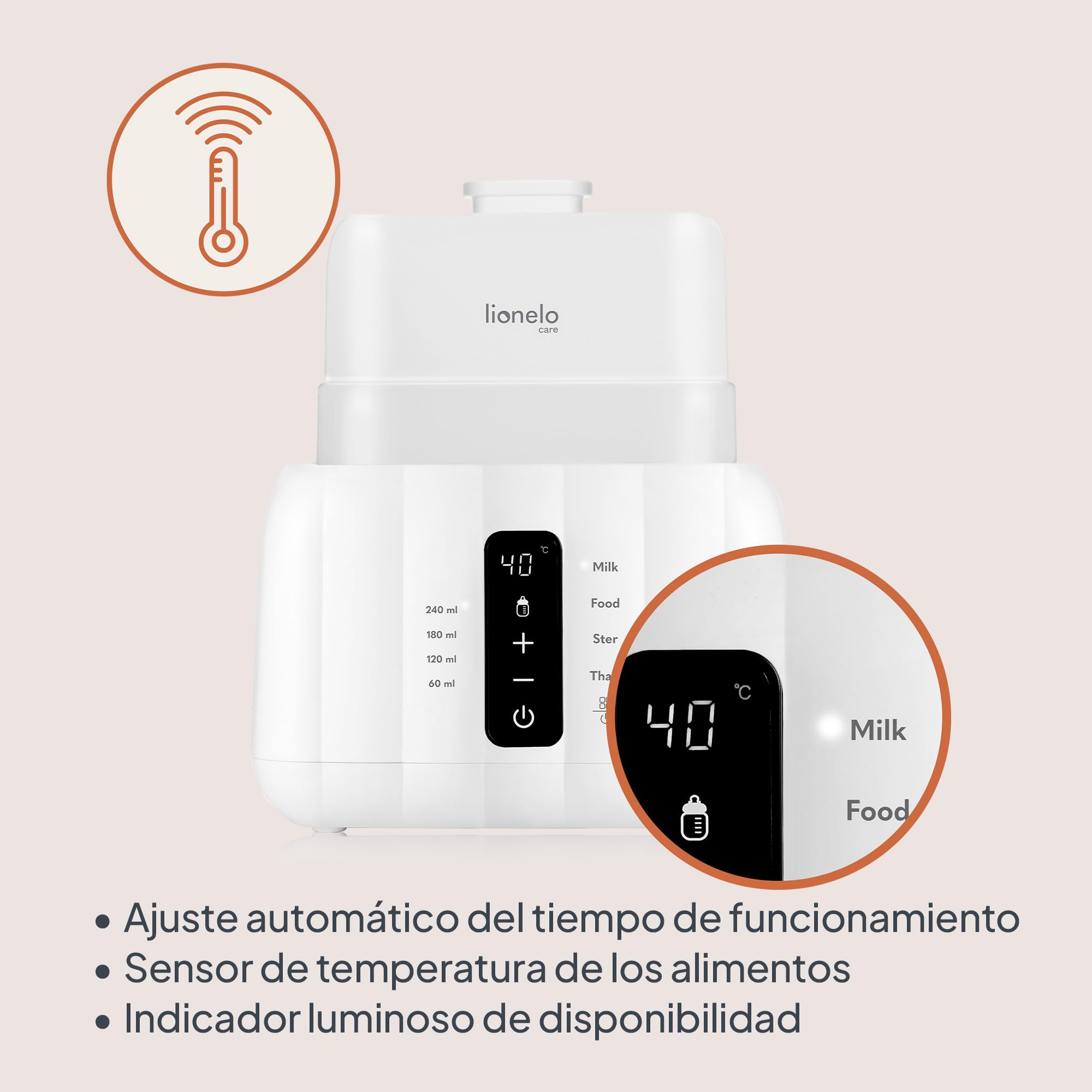 Lionelo Thermup Duo Calienta Biberones Doble y Esterilizador, Blanco