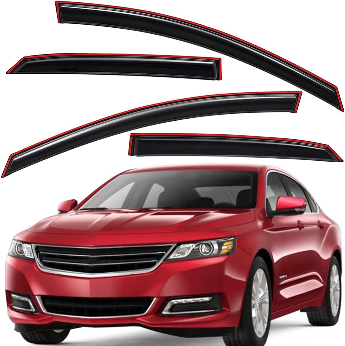 Extra Durable Clip-on in-Channel Auto Vent Window Visor, Fit 2014-2020 Chevrolet Impala (EXCLUDES 2014-2016 Impala Limited), UV Protection Rain Guard, Original Wind Deflector, Smoke, 4Pcs