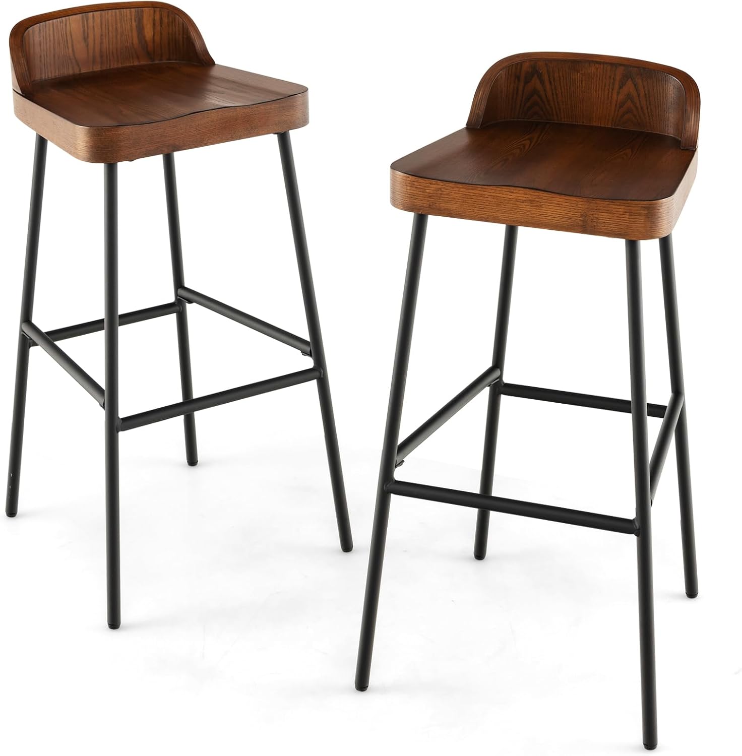 Giantex 29" Bar Height Bar Stools Set of 2, Industrial Wood