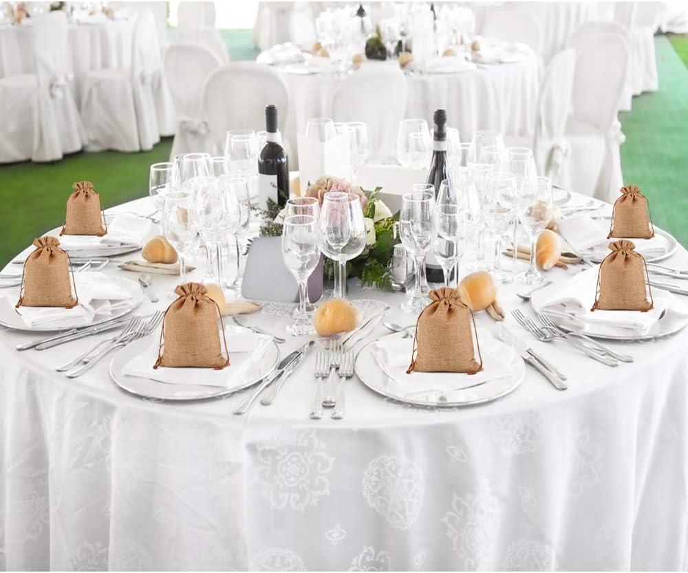 Lucky Monet 25/50/100PCS Burlap Gift Bags Wedding Hessian Jute Bags Linen Jewelry Pouches with Drawstring for Birthday, Party, Wedding Favors, Present, Art and DIY Craft (25Pcs, Coffee, 5” x 7”) - Image 9