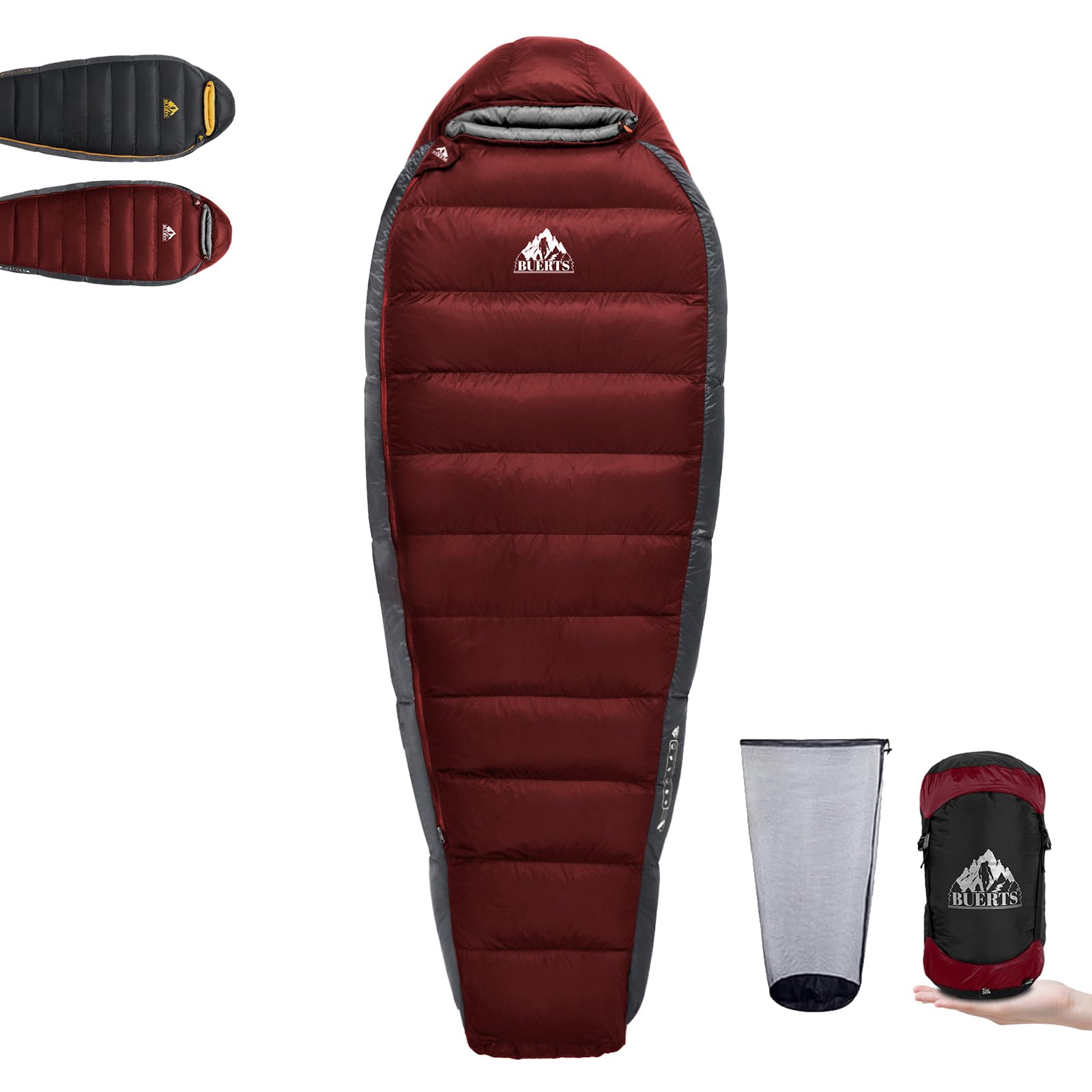 Sac de Couchage en Duvet BUERTS pour Adultes par Temps Froid. Compact et Facile à Transporter. 680 FP. Sac de Couchage de randonnée idéal pour Le Camping, la randonnée et l'alpinisme.