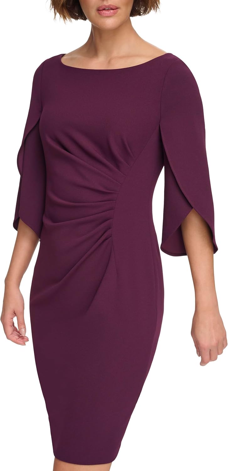DKNY Womens Open Sleeve Ruched Sheath Dress - Image 2