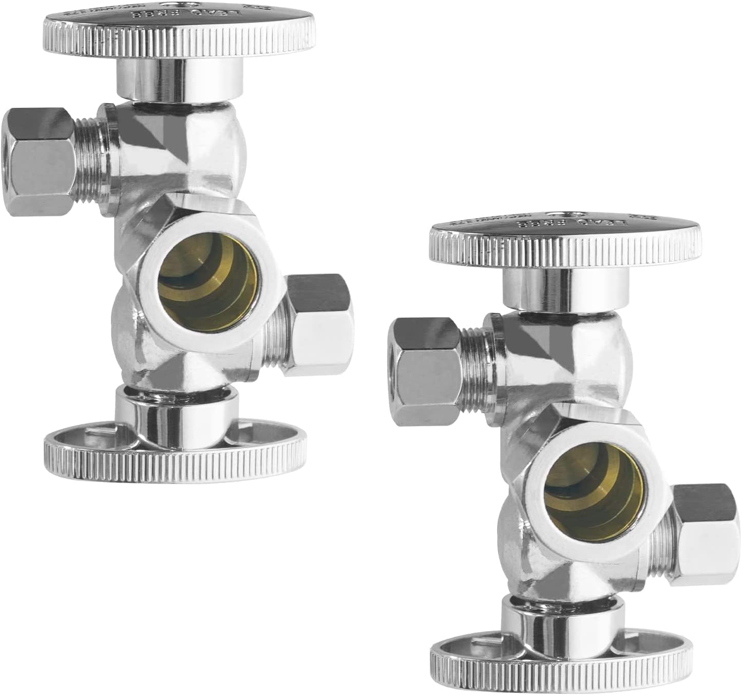 WiseWater 3/8" x 3/8" x 3/8" Tee Valve, 2 PACK, Heavy Duty Brass Angle Stop Add-A-Tee Valve, Shut Off Valve for Refrigerator, Ice Maker, Coffee Brewers, Bidet, Water Filter System
