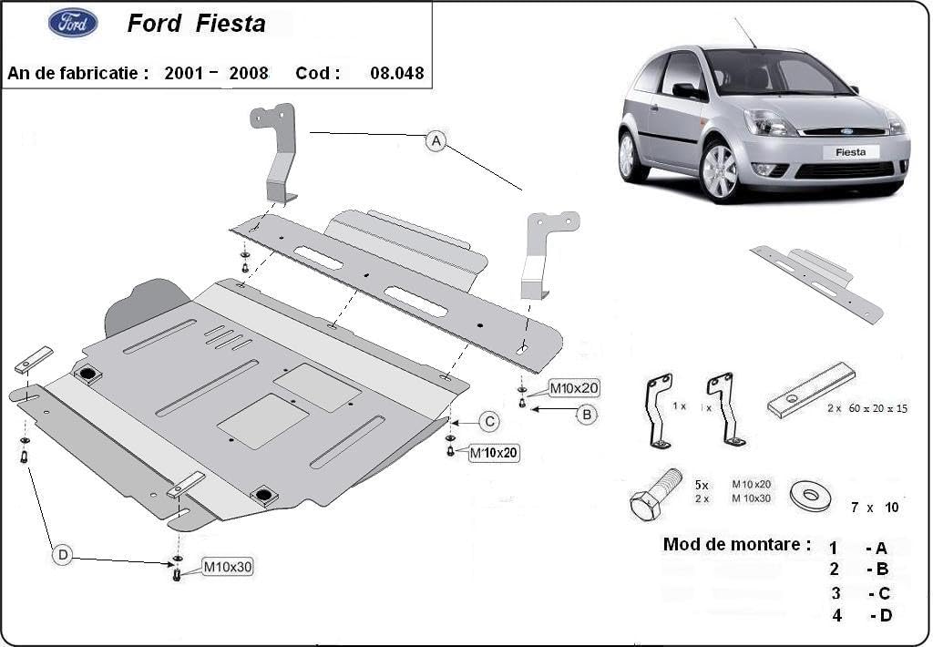 Cubierta protectora de motor compatible con Ford Fiesta - (2001-2008)