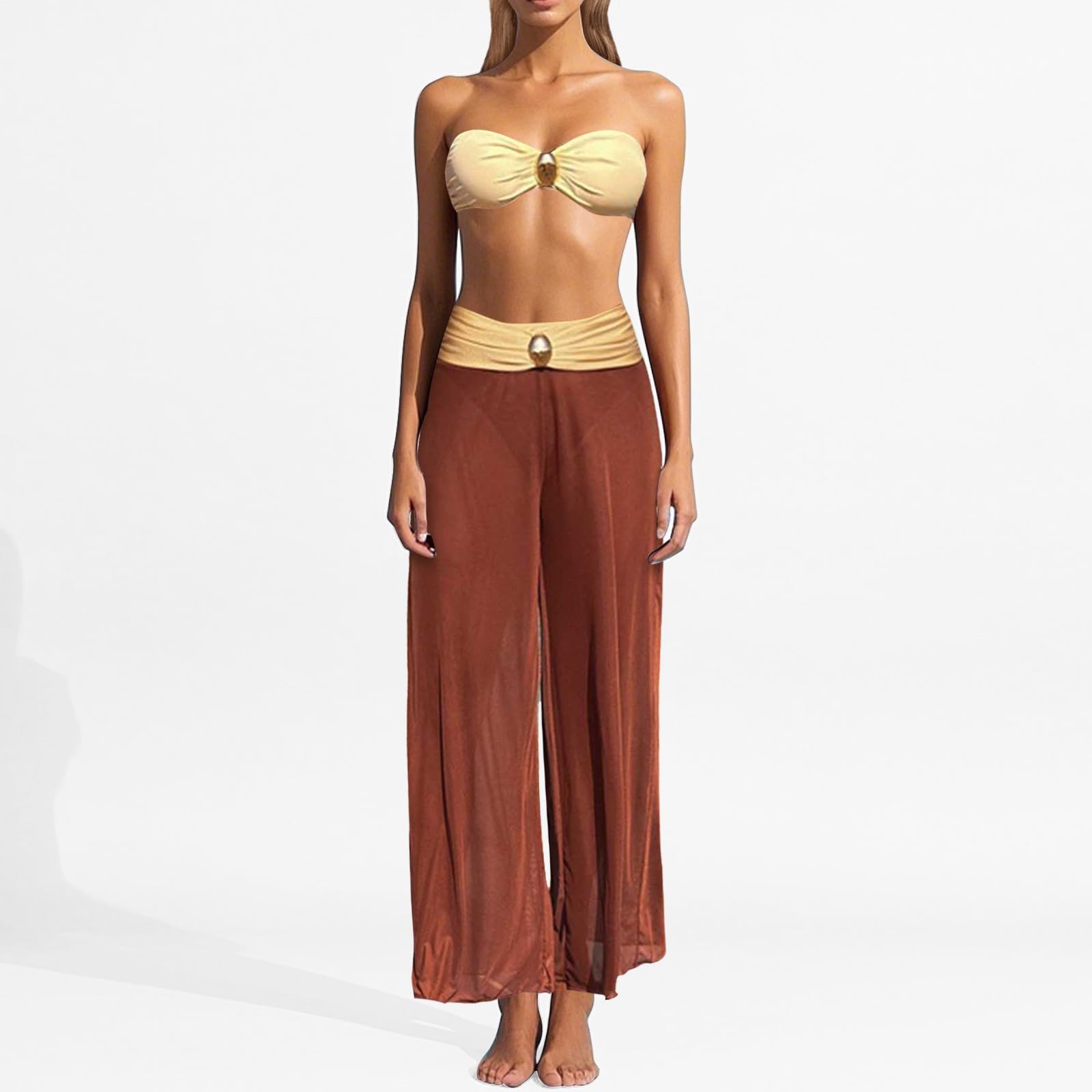 Generic 2025 - Bikini da donna in tinta unita, 3 pezzi, costume da spiaggia diviso, 2026