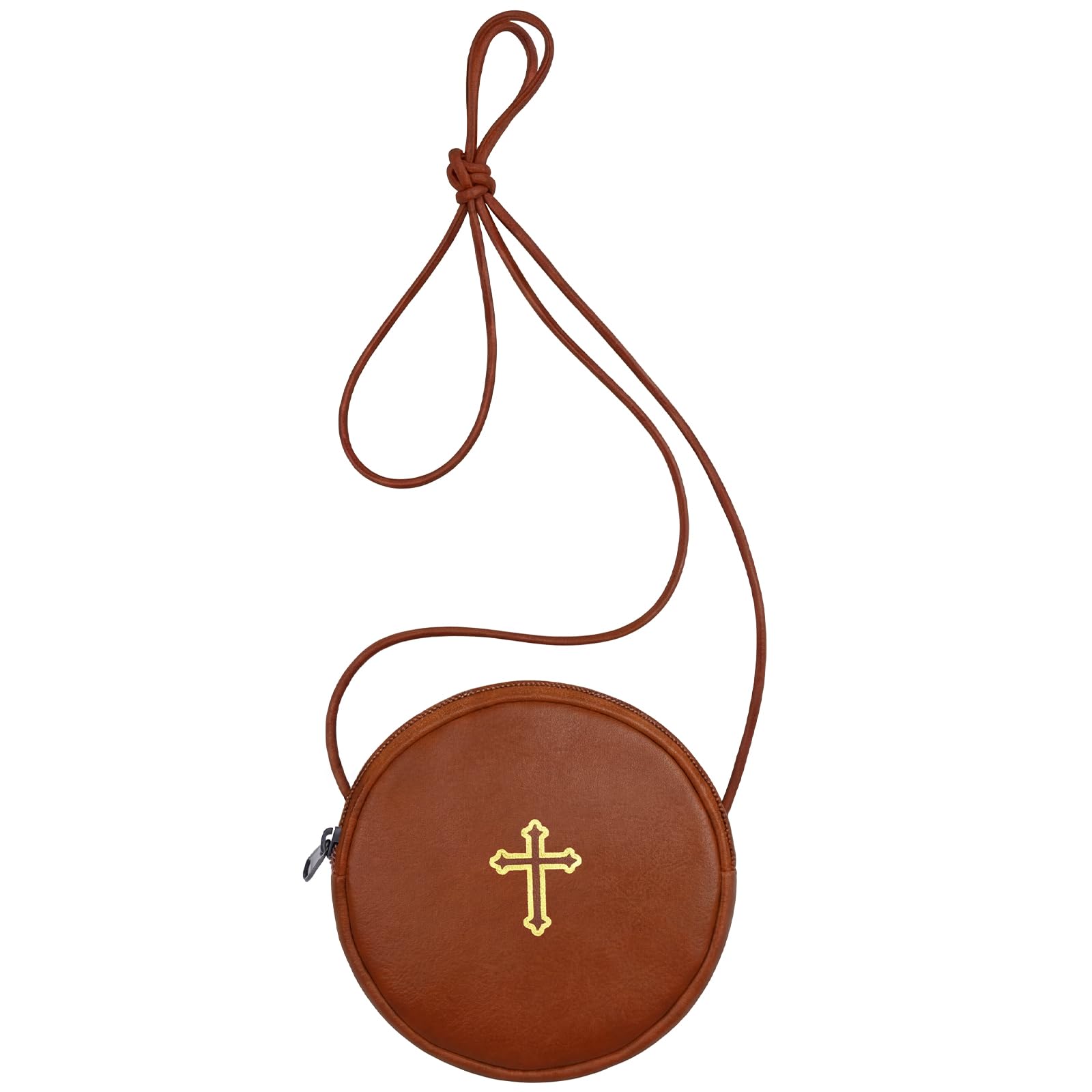 Leather Communion Burse for Pyx, Catholic Pyx Case with Strap for Communion Host Priests Deacons Gifts