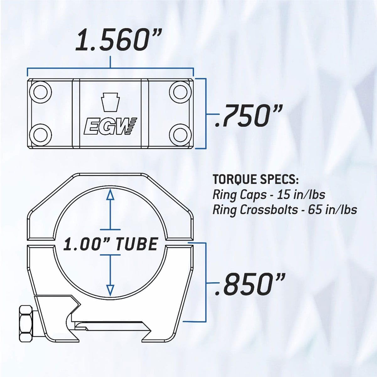 EVOLUTION GUN WORKS Keystone Series Ring Set 1" Tube .850" Low (62000)