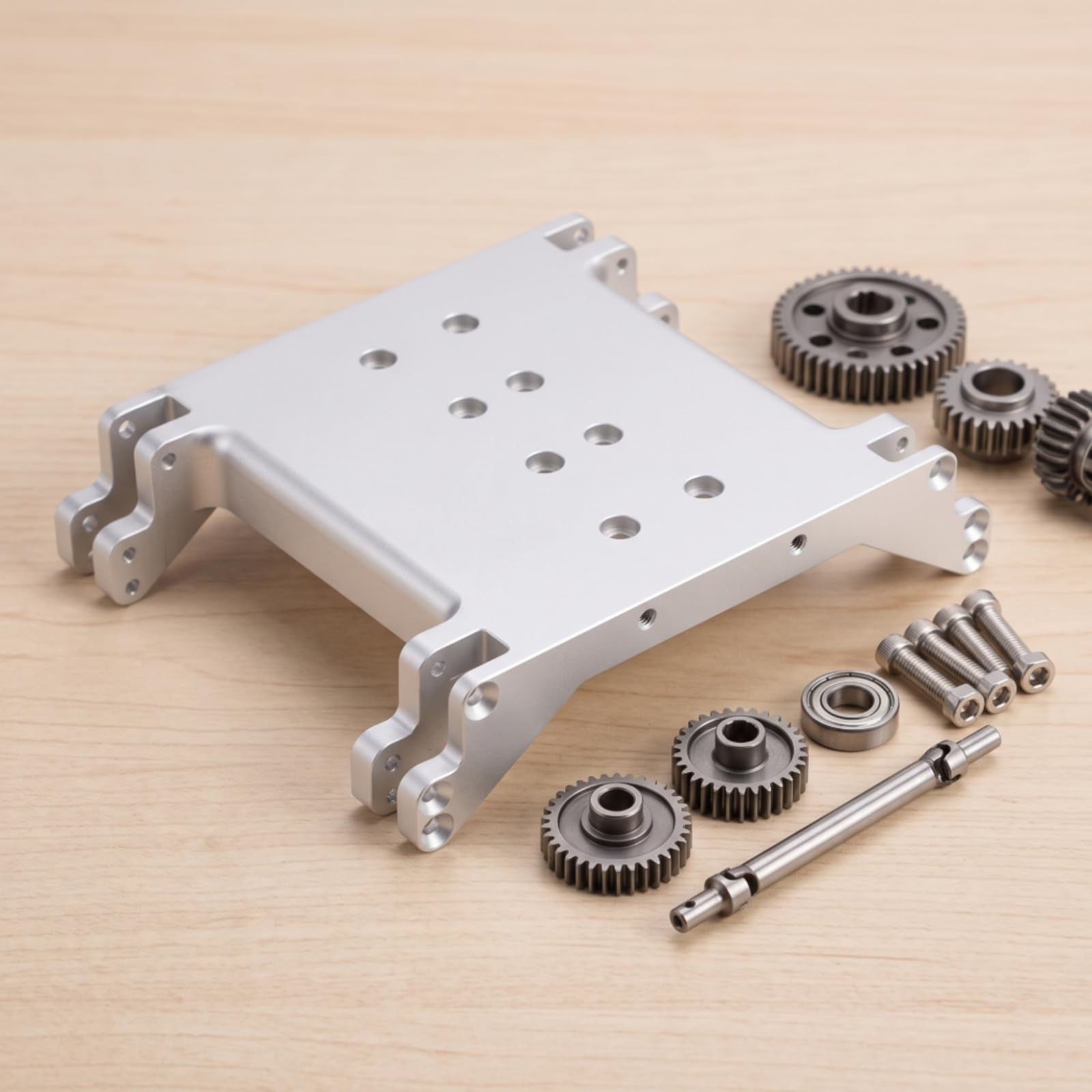 Soporte Transmisión RC Compatible Base Caja Cambios RC Reforzado Base Caja Cambios para Molistas, Array, Plata