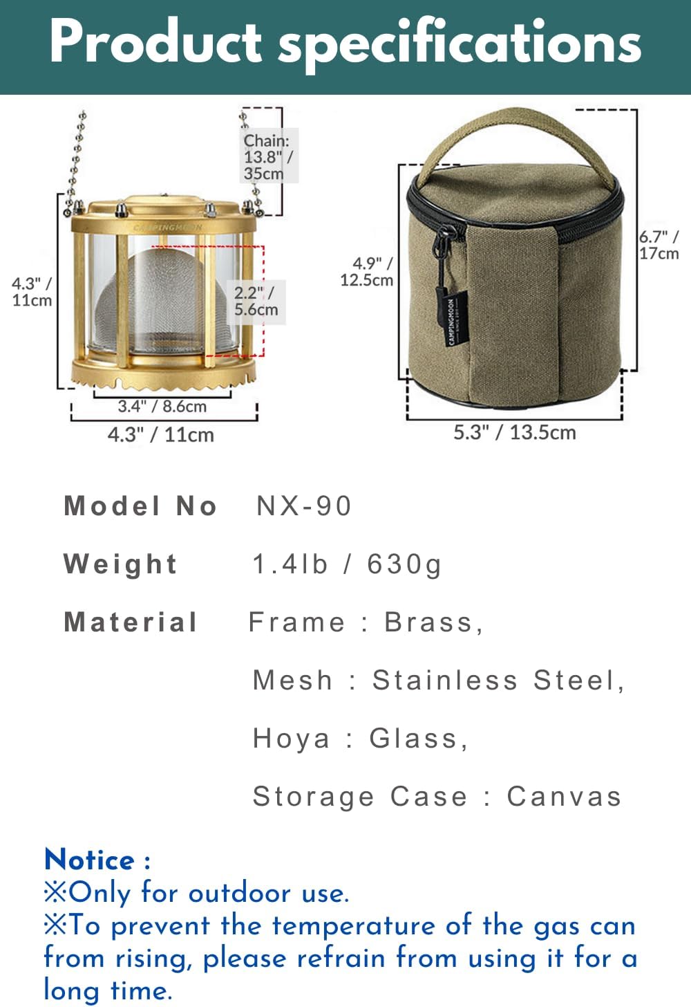 CAMPINGMOON Far Infrared Heater Fire Mesh Camping Stove Stove Attachment SUNNY NIGHT NX-90