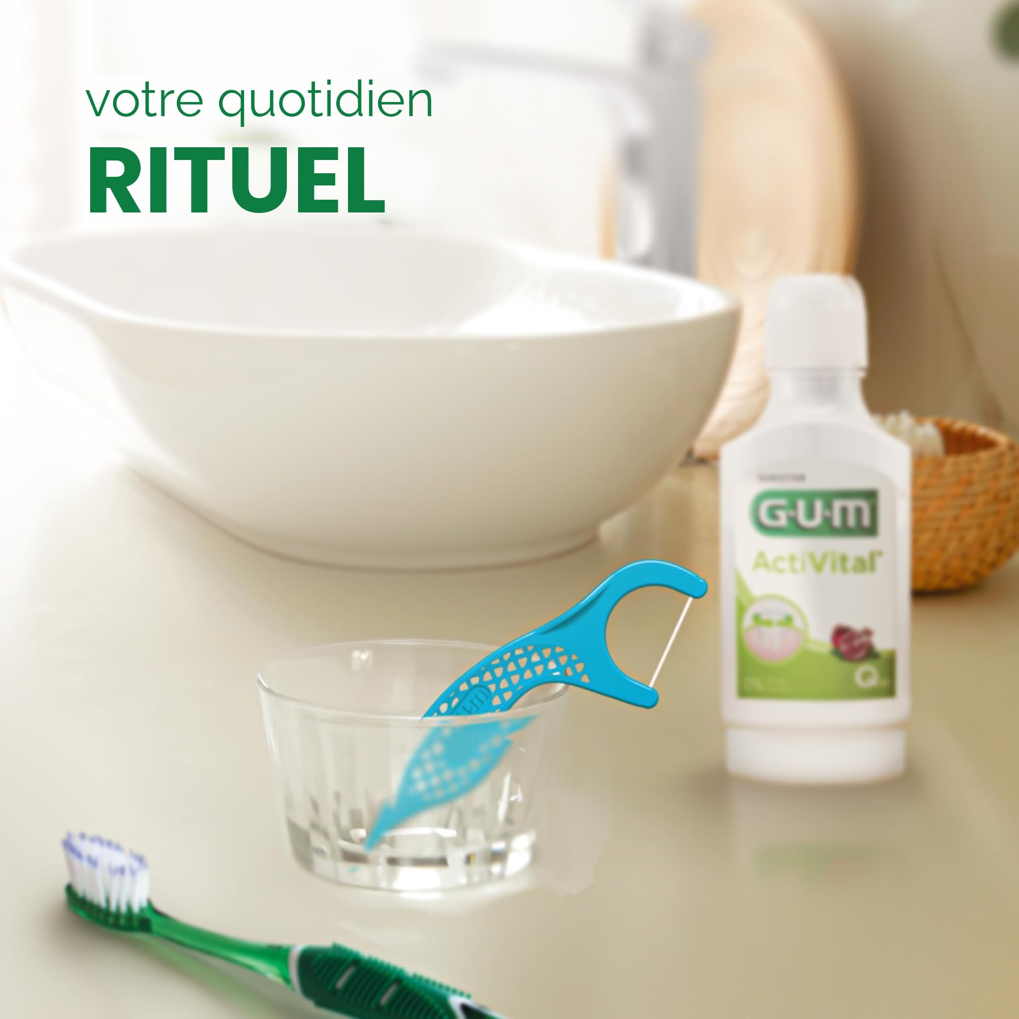 GUM® EASY-FLOSSERS | Porte-fil dentaire | Élimine la plaque dentaire et les résidus alimentaires entre les dents | Recouvert de fluor et de vitamine E | 3x90 porte-fils