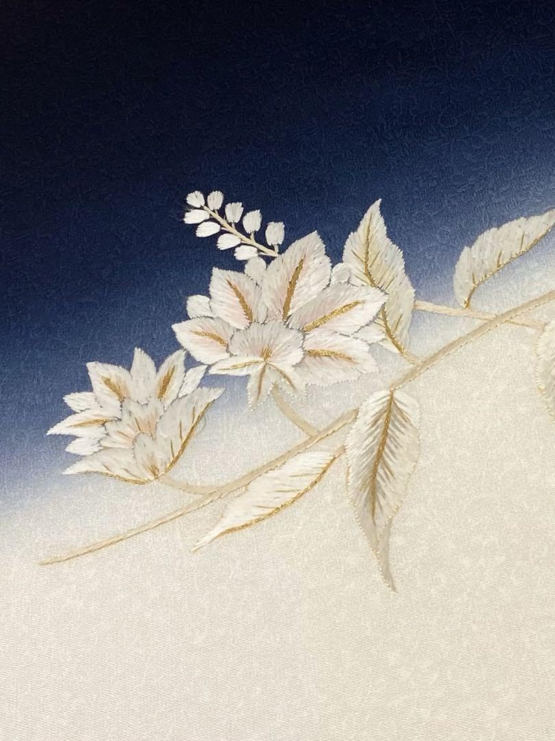 Amazon.co.jp: 手刺繍 訪問着 付け下げ 反物 紋意匠 唐花 金糸 正絹  