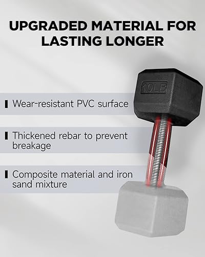 Miniatura 3 de Juego de 2 mancuernas de 51015202536 libras, fácil agarre, pesas de brazo libres para hombres y mujeres, equipo de ejercicio para gimnasio en casa,