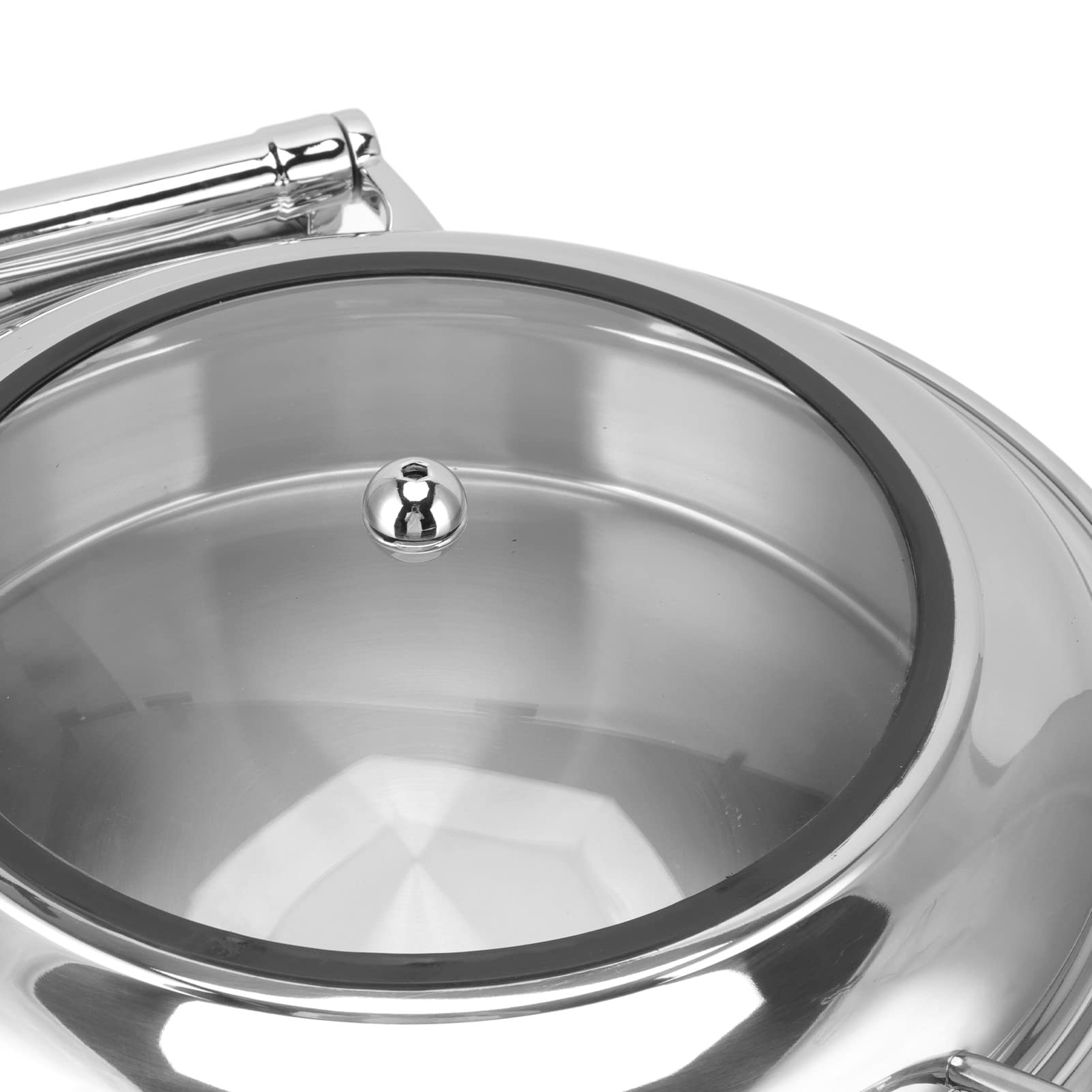 Chafing Dish Redondo de Acero Inoxidable con Tapa Enrollable para Buffet, Calentadores de Catering para Bodas y Eventos, 42,5 Cm