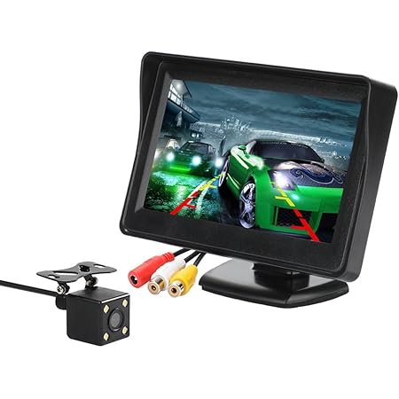 Amazon Micarbaバックカメラモニターセット 4 3インチ高画質車用ミニオンダッシュモニター Ip67防水 170度広角バックカメラ Ledランプ搭載 暗視可能リアビューシステム Cl 403kd オンダッシュモニター 車 バイク