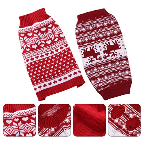 VILLCASE 2 Peças de Camisola de Natal para Cães Rena Floco de Neve Camisola de Malha Camisola Padrão