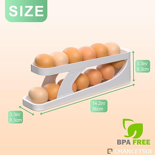 Miniatura 6 de CHANCETSUI Soporte para huevos para contenedor de almacenamiento de refrigerador Dispensador de huevos de cocina para organizador de refrigerador