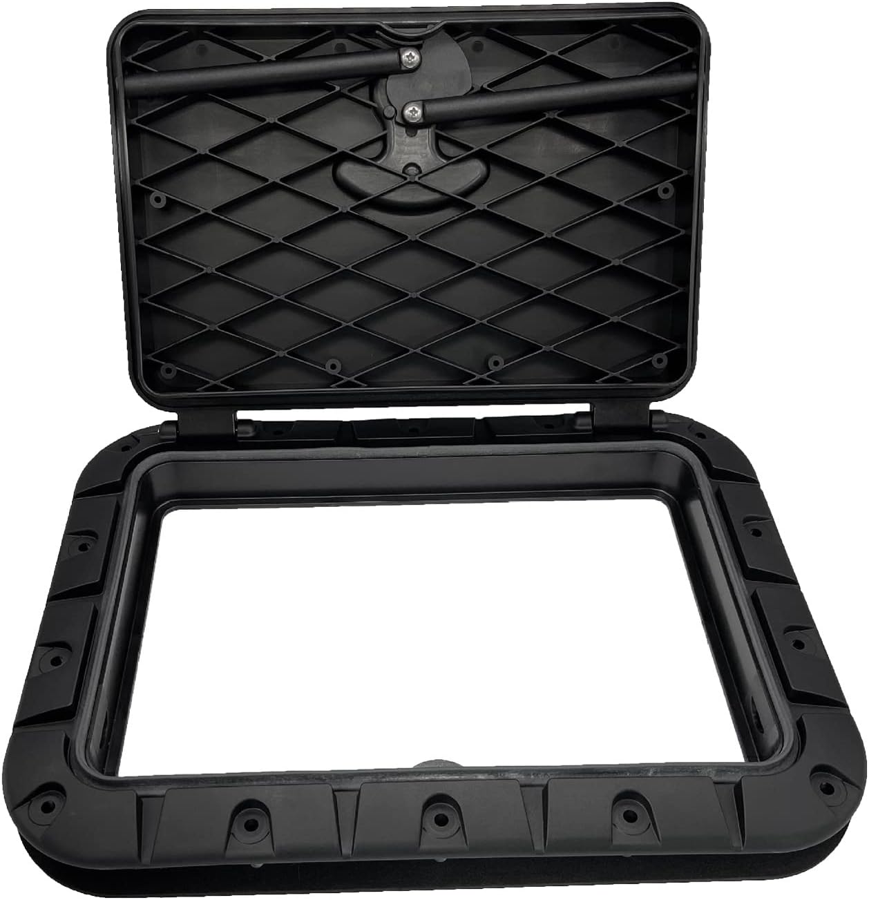 Marine Deck Plate Square Hatch Pull Out Handle Hatch for Boat Kayak Canoe Boat Parts, Black