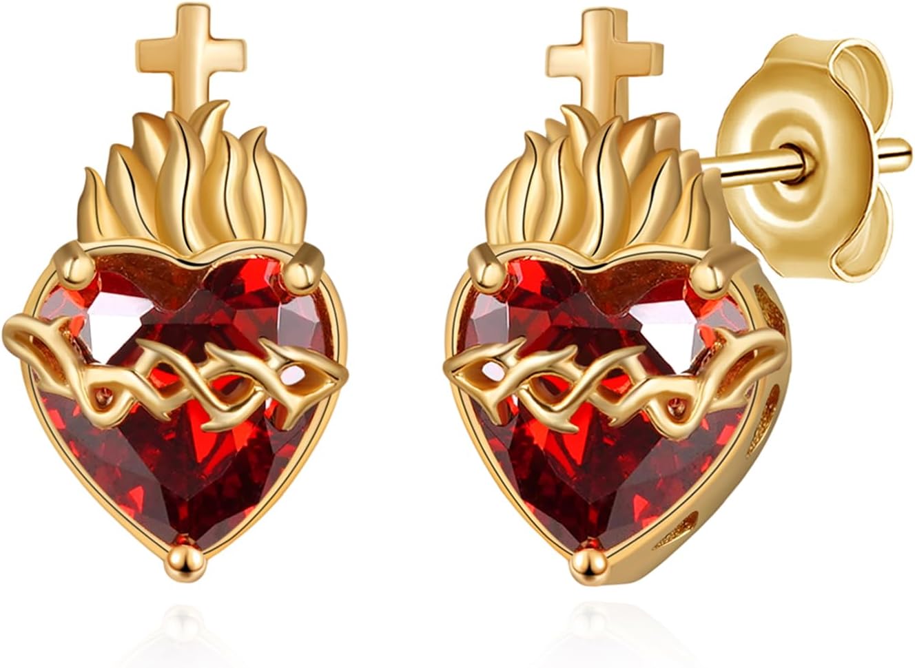 Sacred Heart Earrings 925 Sterling Silver Sacred Heart of Jesus Earrings Religious Jewelry Gifts for Women