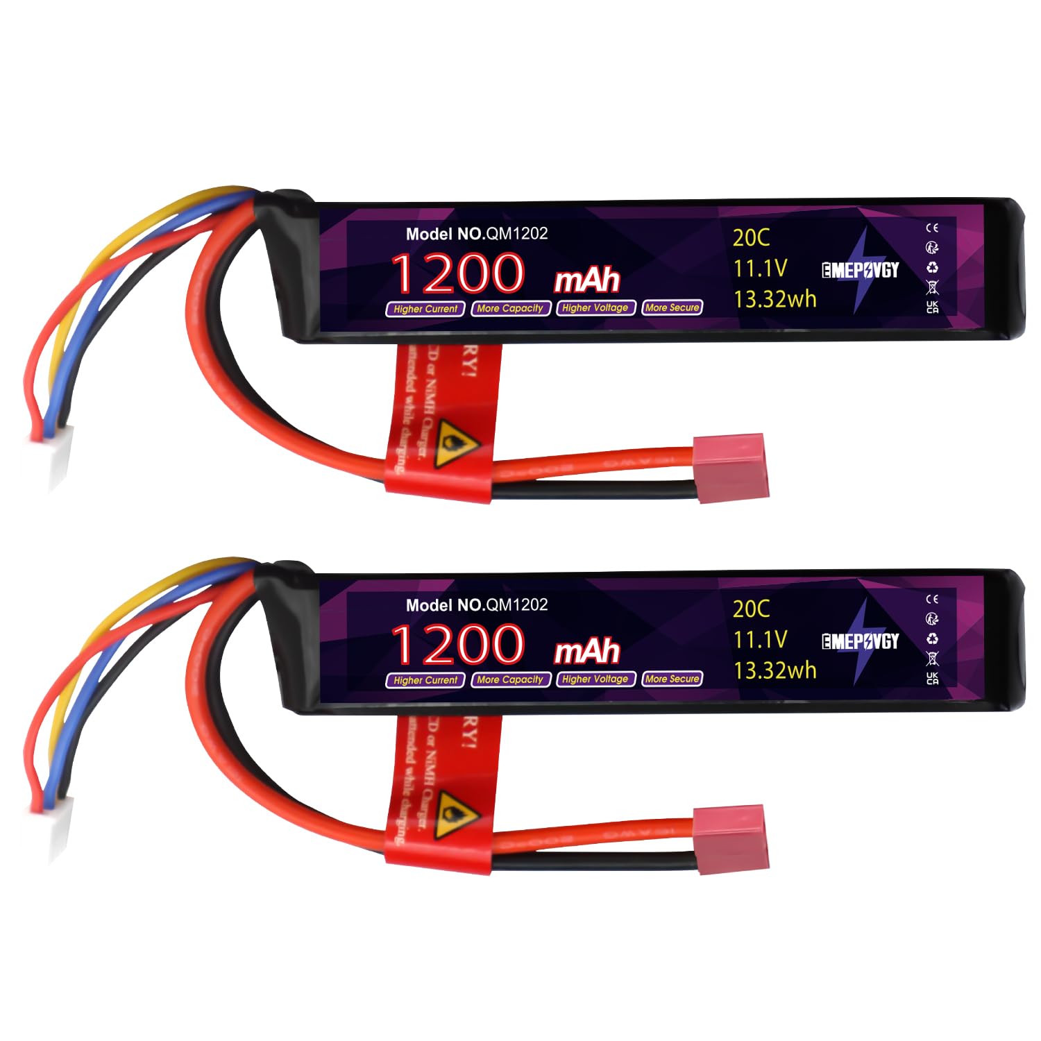 3S Lipo Airsoft Battery 2096 - Batteria ricaricabile ai polimeri di litio da 11,1 V, 1200 mAh, 20C, con spina a T, per fucili da softair - 2096