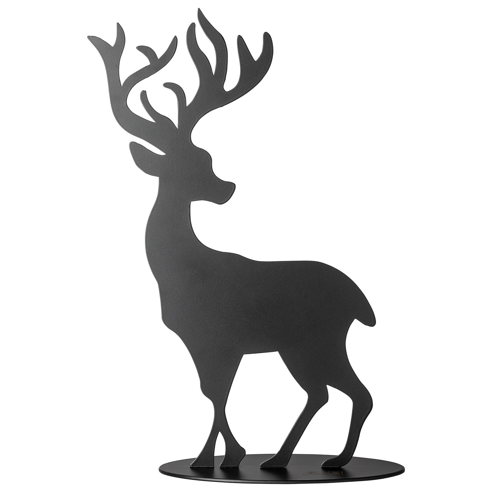 Fink Weihnachtsdeko Hirschfigur 30 cm schwarz matt - Metall Deko-Hirsch als Aufsteller für Winter- und Adventsdekoration, Moderne Figur für Tisch, Regal, Fensterbank oder Festliche Wohnideen