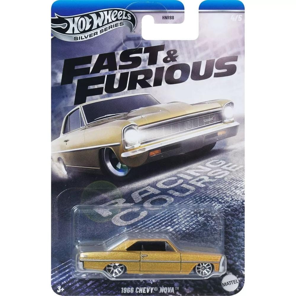 Hot Wheels FAST AND FURIOUS Racing Course Auto 1966 CHEVY NOVA - Modellino Die Cast Scala 1:64 - lunghezza 7cm - JBY42