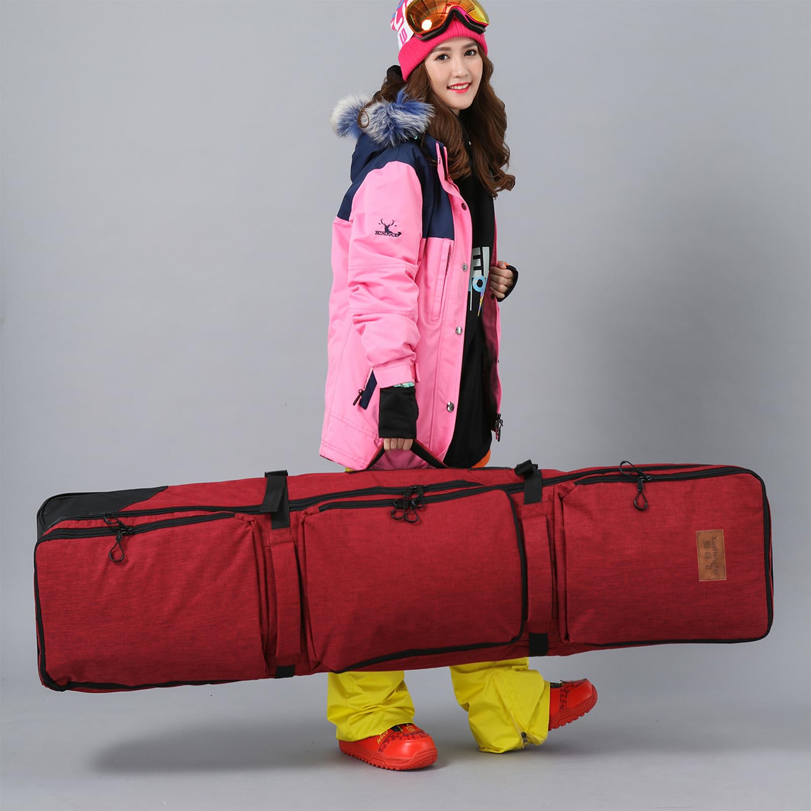 90L Borsa Da Snowboard Sci Ski Bag Con Ruote Impermeabile Pieghevole Sacca Tavola Snowboard Leggero Borsone Da Viaggio Tende Pesca Uomini Donne Pesca