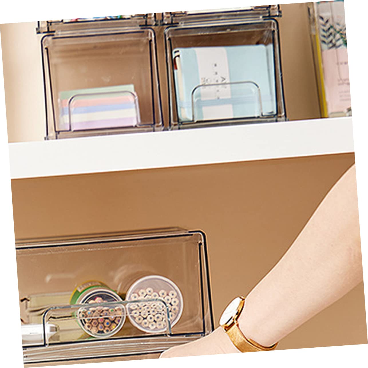WOONEKY 2 Stück Acryl Kosmetikaufbewahrungsboxen für Schubladen Make Up Organizer für Schminke Leicht und Multifunktional für Schlafzimmer und Arbeitszimmer