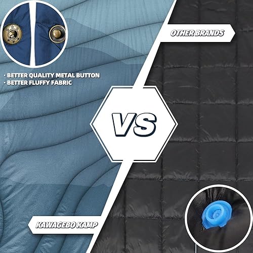 Miniatura 8 de KawaGebo Kamp Manta de forro polar Sherpa para camping, 2 en 1, ultra suave, cálida y saco de dormir ultraligero para todas las estaciones,