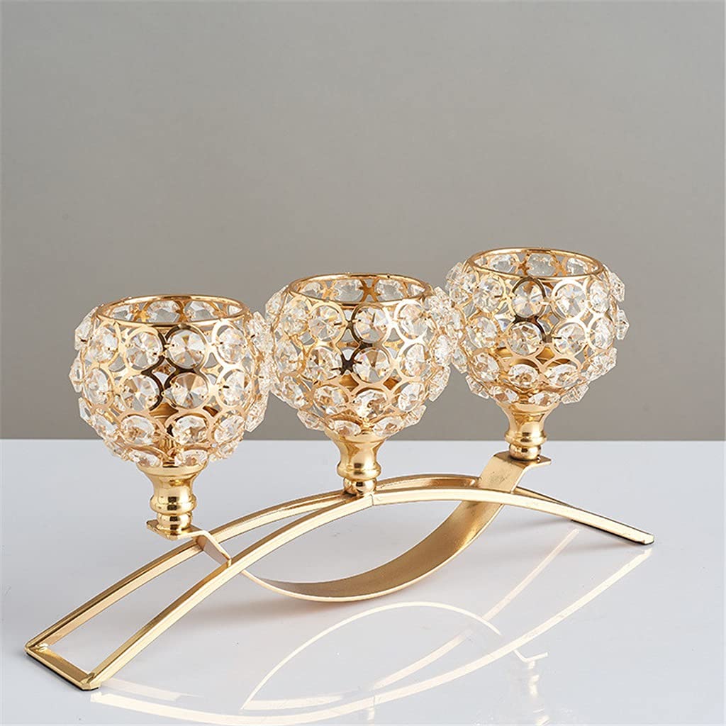 HTTGDGDH 3 Arms Candelabras Crystal Candle Holders Candlesticks Ornament Decor Wedding Dinning Room Table Centerpieces,D