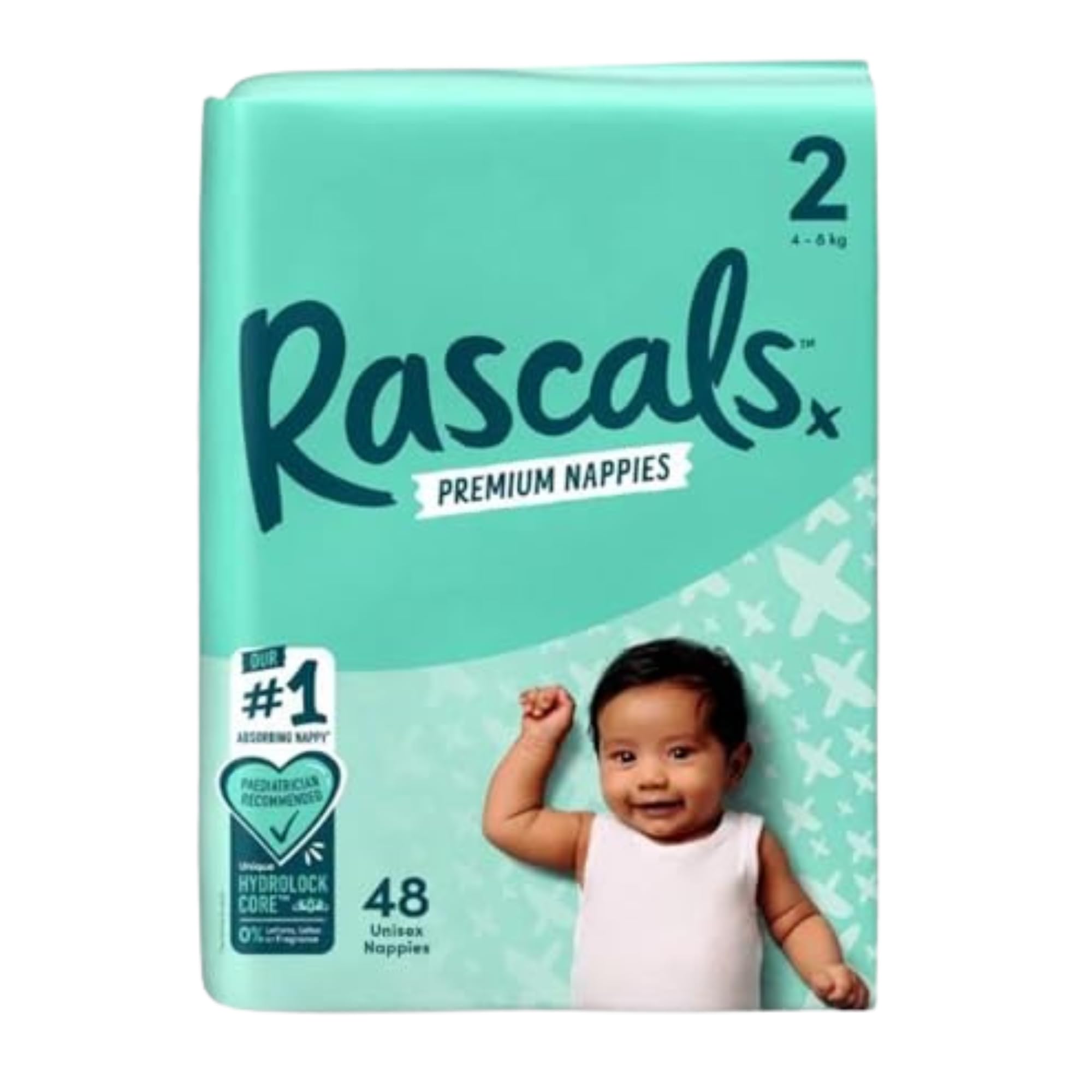 RascalsPremium Baby Diapers - Comfortable & Leak-Proof Diaper for Babies 4-8 kg - Soft & Gentle Diapers Size 2 - Pack of 48 Count