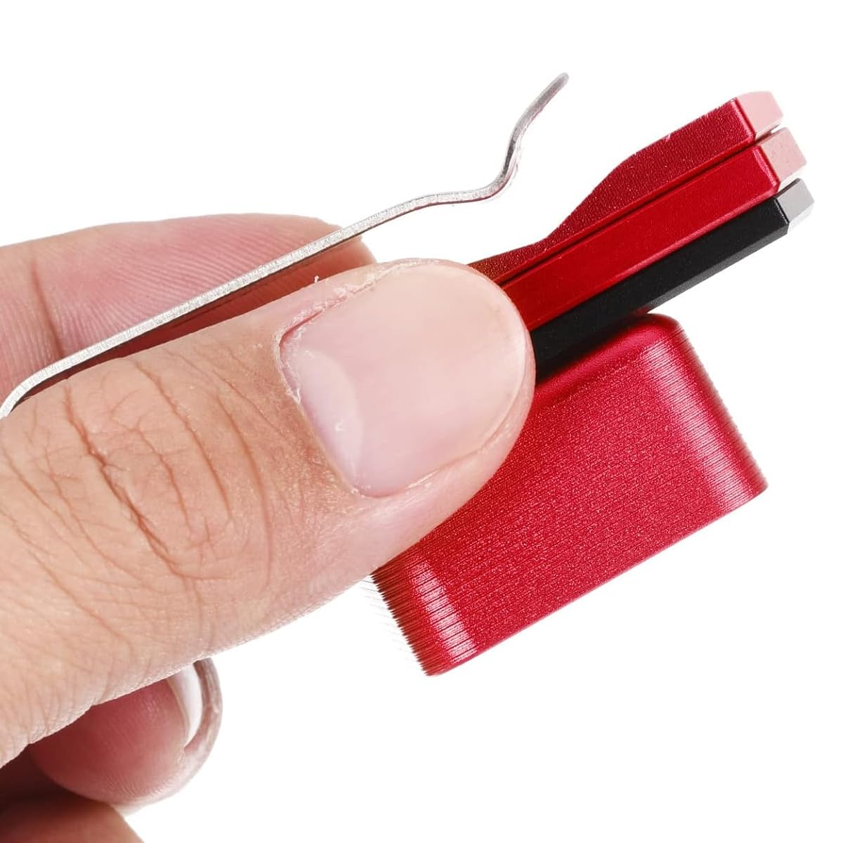 Porta gessetti da biliardo in lega di alluminio, accessori, gessetti coordinati di diverse forme [quadrato] rosso nero