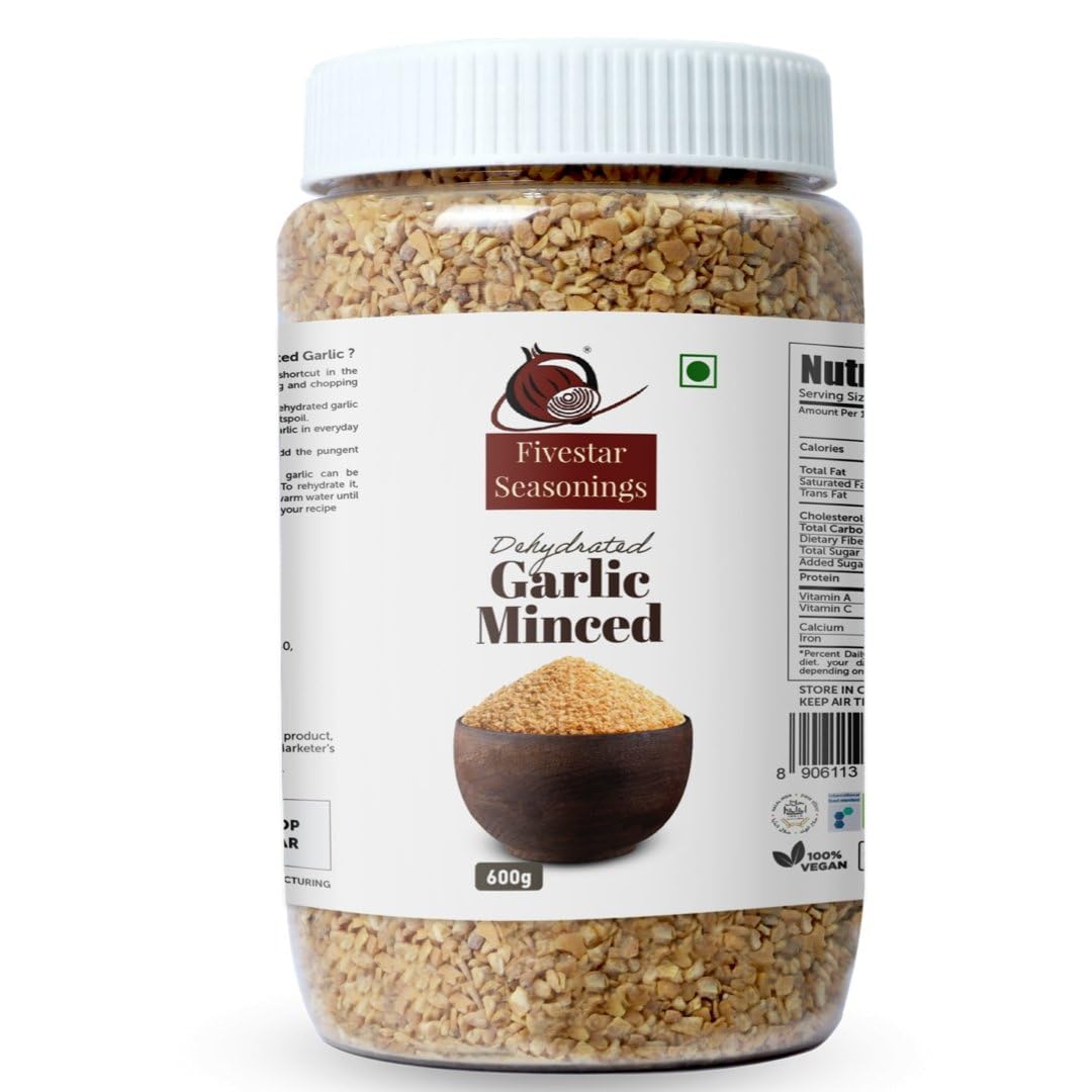 Nutty Fivestar Seasoning Minced Dried Garlic In Fresh, 100% Natural, Rich In Iron, Easy To Cook, 0% Trans-Fat Dehydrated Garlic Flakes (600G)-image-26