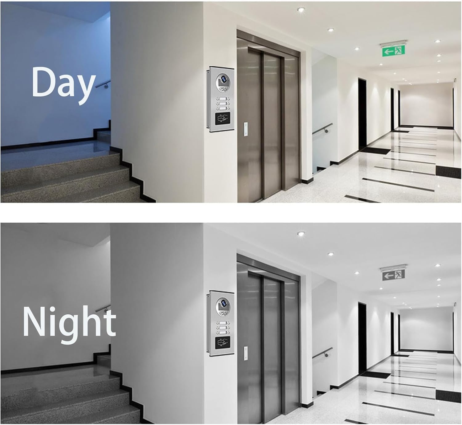 Video Apartment Intercom System,Video Intercom Entry System,7 inch Monitor Wired Video Door Phone Kit,Indoor Outdoor Video Doorbell,ID Keyfobs Unlock,2 Way Audio,Night Vision (1 Doorbell+3 Monitor)